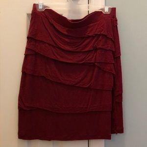 Anthropologie maroon skirt with elastic waist band